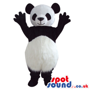 Customizable Cute Panda Bear Plush Mascot With Round Belly -