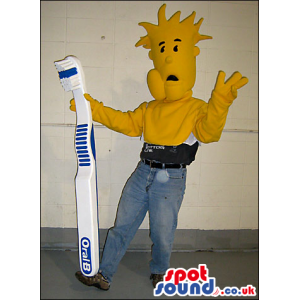 Yellow Mascot With Spiky Hair Or Half Body Disguise - Custom