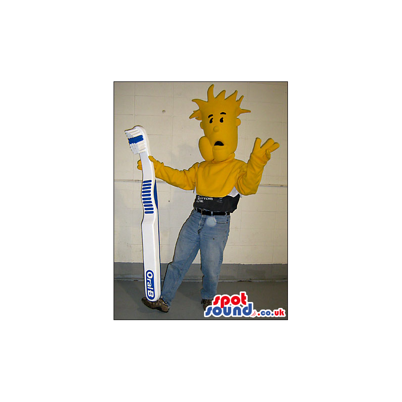 Yellow Mascot With Spiky Hair Or Half Body Disguise - Custom