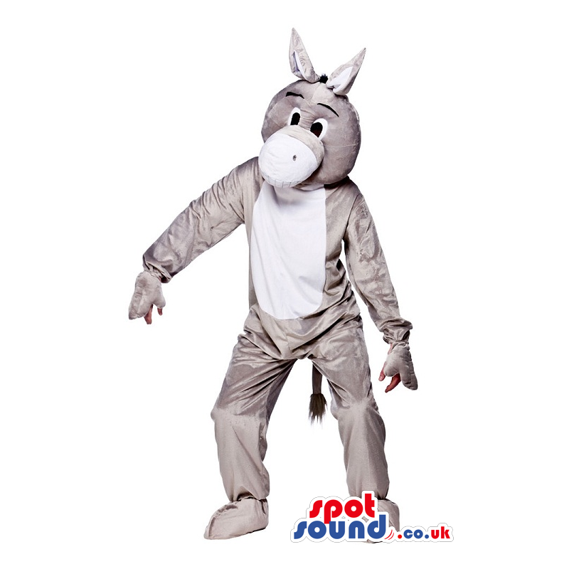 Funny Plain Grey Donkey Plush Mascot With A White Belly -