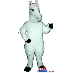Customizable Plain All White Horse Animal Plush Mascot - Custom