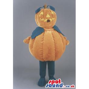 Smiling Halloween pumpkin mascot with standing with his legs -