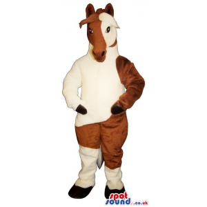 Customizable Brown And White Two-Color Horse Plush Mascot -