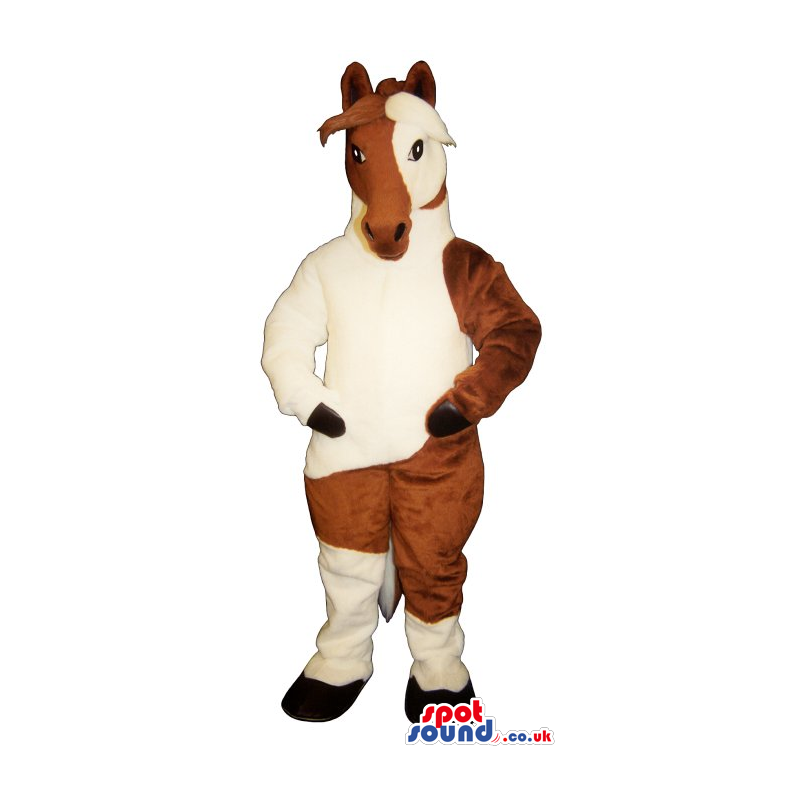 Customizable Brown And White Two-Color Horse Plush Mascot -