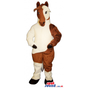 Customizable Brown And White Two-Color Horse Plush Mascot -