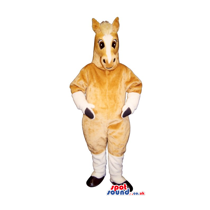 Customizable All Beige And White Horse Plush Mascot - Custom