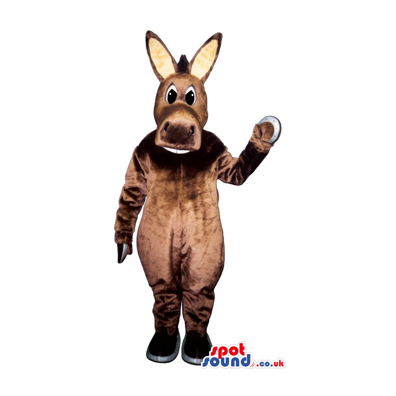 Customizable All Brown Donkey Mascot With Beige Ears - Custom