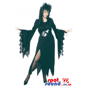 Adult Black Witch Costume Disguise With Black Whig - Custom