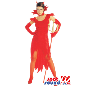 Passion Red Devil With Horns Adult Costume Or Disguise - Custom