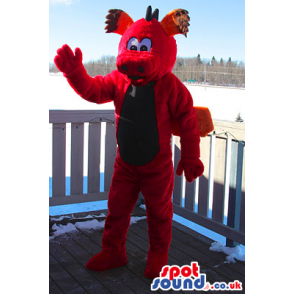 Red Monster Plush Mascot With Wings And A Brown Belly - Custom