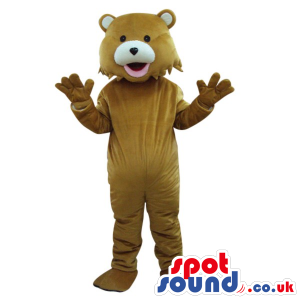 Brown Teddy Bear Animal Mascot With White Nose And Ears -
