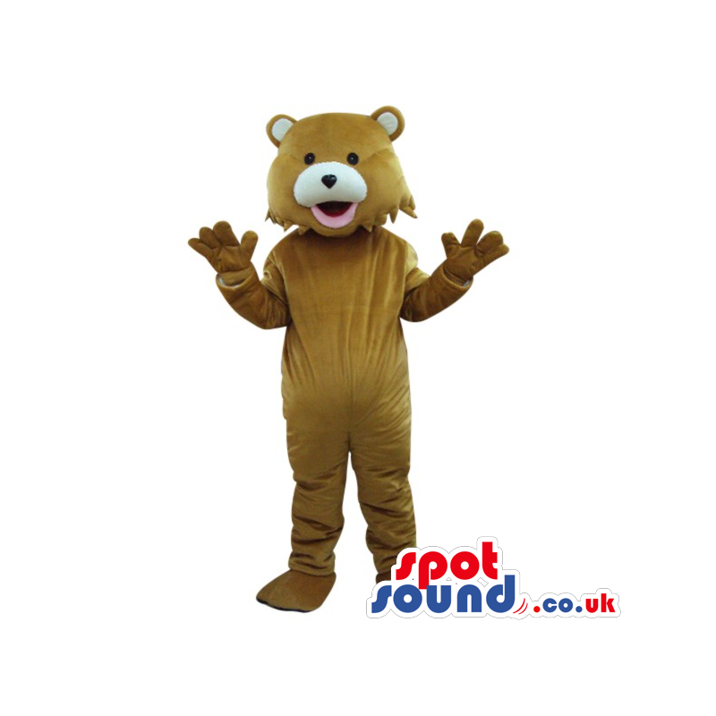 Brown Teddy Bear Animal Mascot With White Nose And Ears -