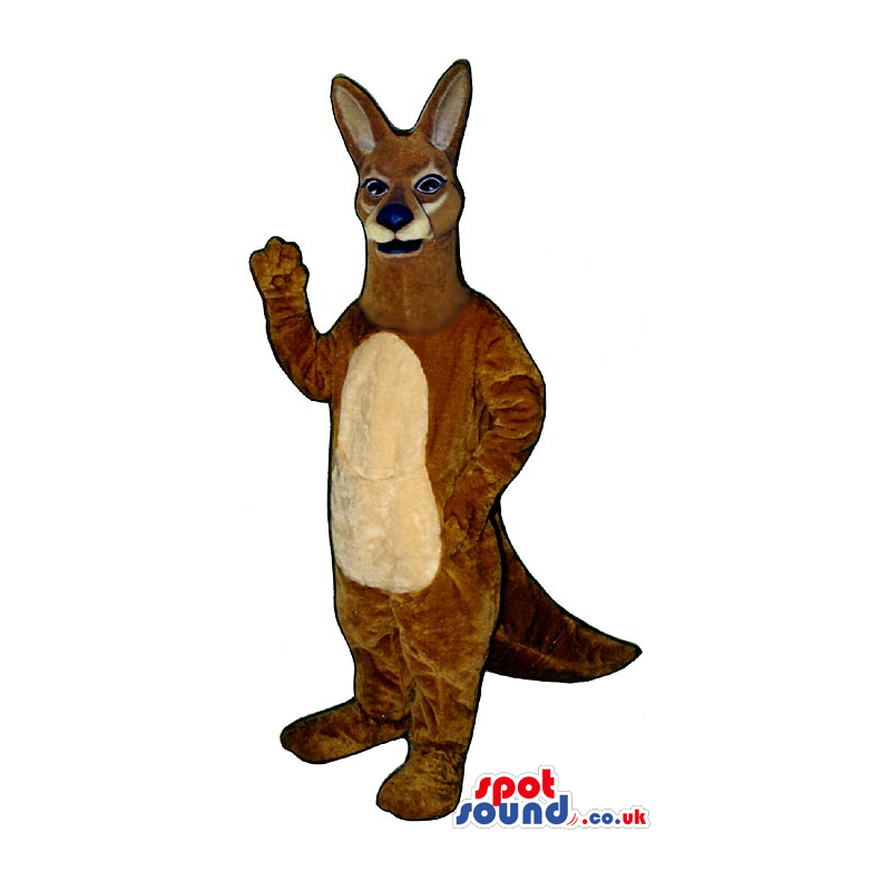 Brown Kangaroo Plush Animal Mascot With A Beige Belly - Custom