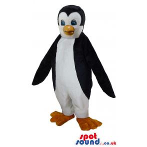 Penguin mascot in black and white with a cute smile - Custom