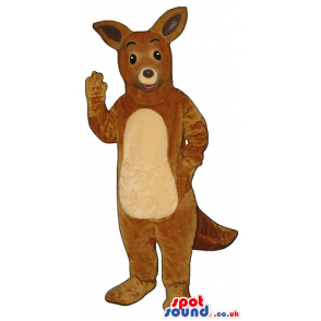 Cute Brown Kangaroo Plush Animal Mascot With A Beige Belly -