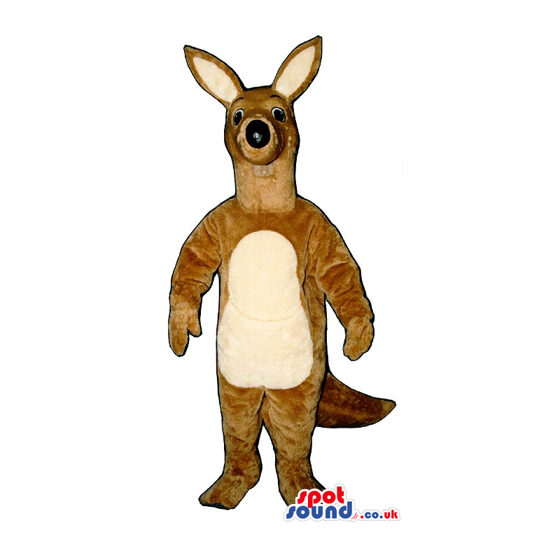 Black-Nosed Brown Kangaroo Plush Mascot With A Beige Belly -