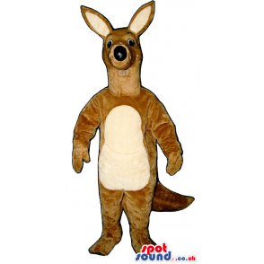 Black-Nosed Brown Kangaroo Plush Mascot With A Beige Belly -