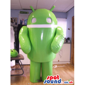 Android Technology Mobile Mascot In Green And White - Custom