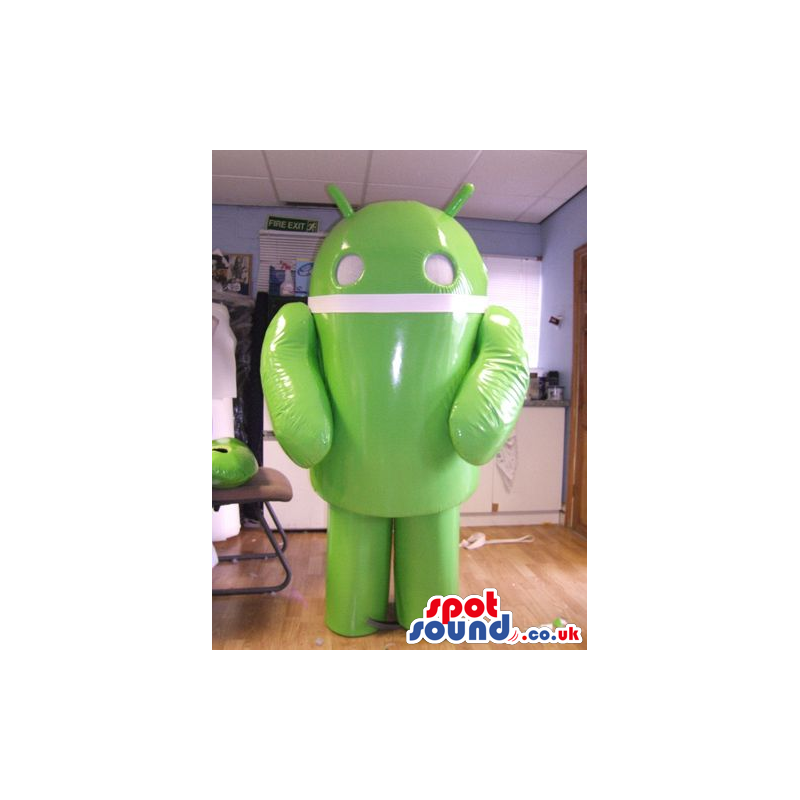 Android Technology Mobile Mascot In Green And White - Custom
