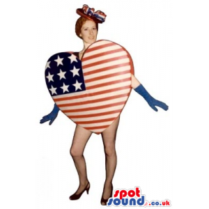 Special Heart-Shaped Us Flag Mascot Or Adult Costume - Custom