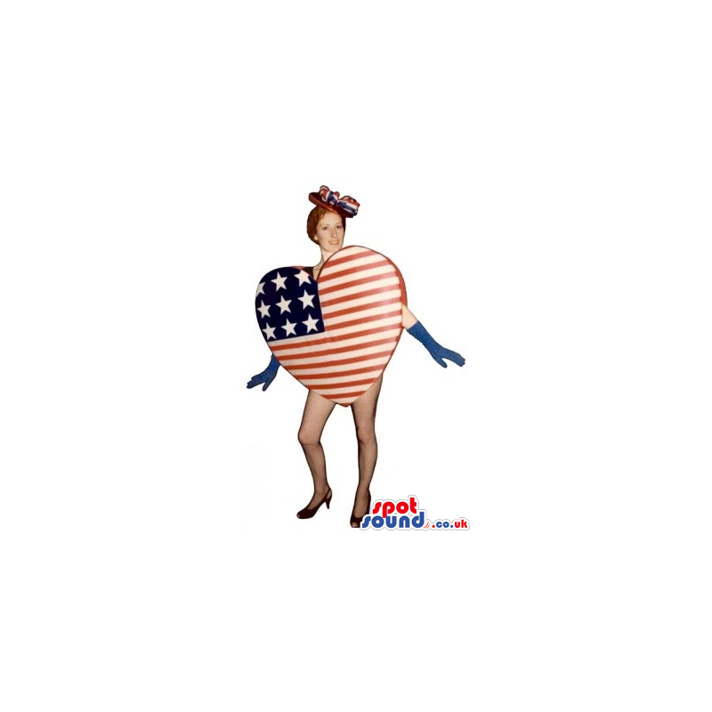 Special Heart-Shaped Us Flag Mascot Or Adult Costume - Custom