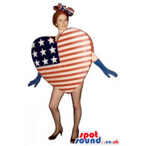 Special Heart-Shaped Us Flag Mascot Or Adult Costume - Custom