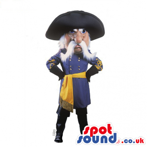 History Character Wearing A Black Hat And A Blue Uniform -