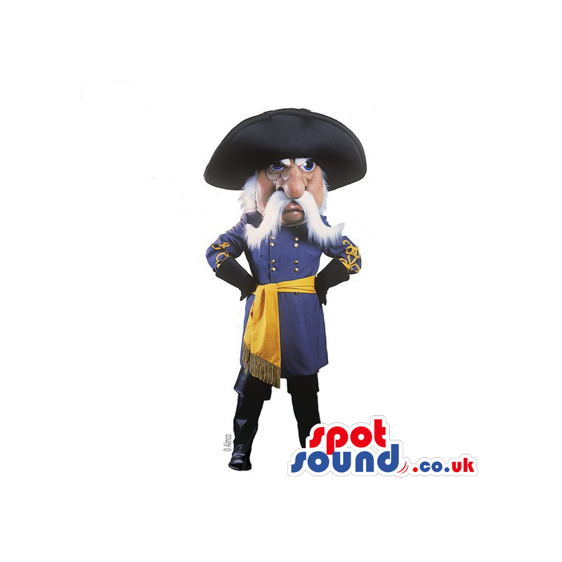 History Character Wearing A Black Hat And A Blue Uniform -