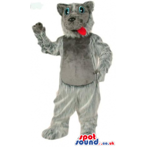 Big Grey Hairy Bear Animal Plush Mascot With A Red Tongue -