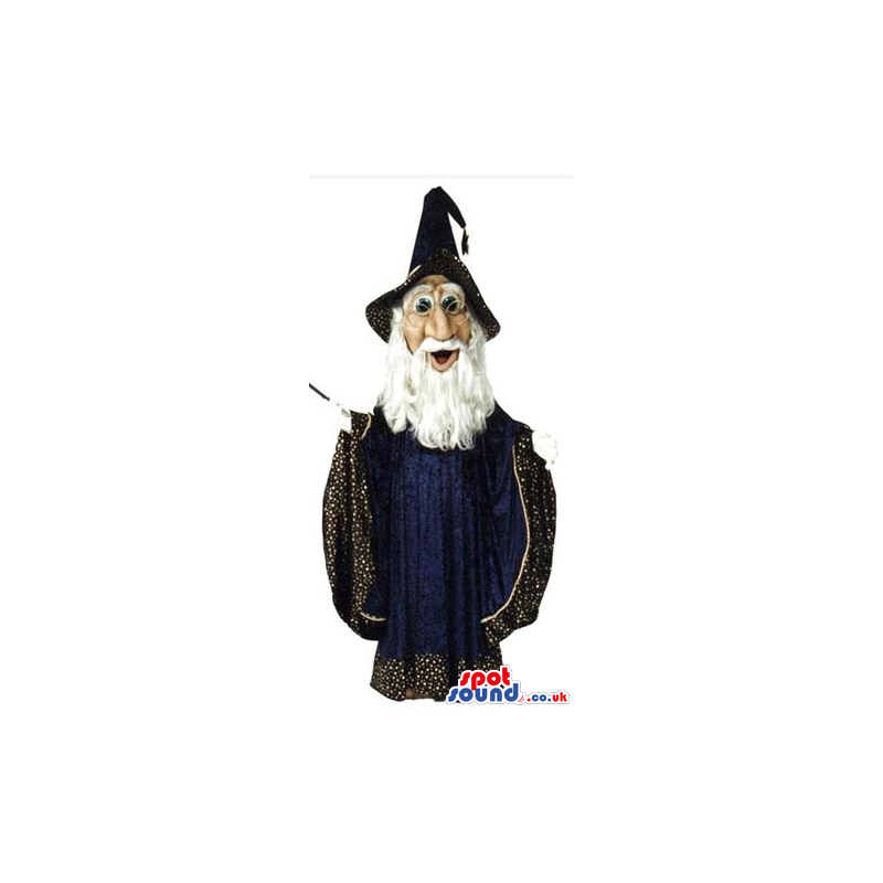 Awesome Magician Mascot With A White Beard And A Hat - Custom