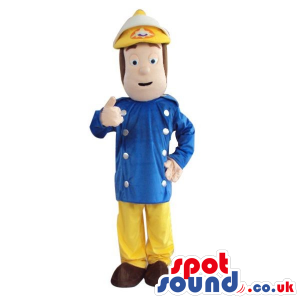 Character Mascot Wearing Fireman Clothes And Tools - Custom