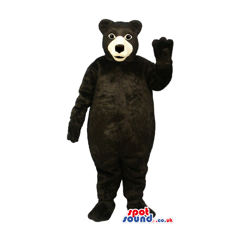 Big Bear Animal Plush Mascot In Back With A Beige Face - Custom