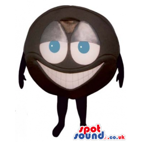 Funny Brown Ball Mascot With Blue Eyes And A Big Smile - Custom