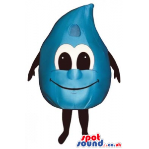 Shinny Blue Drop Of Water Mascot With A Smiling Face - Custom