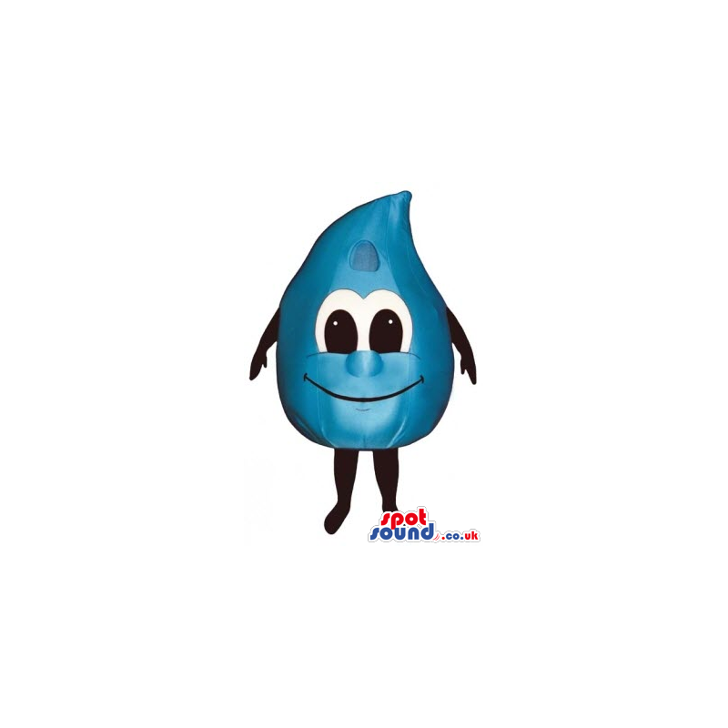 Shinny Blue Drop Of Water Mascot With A Smiling Face - Custom