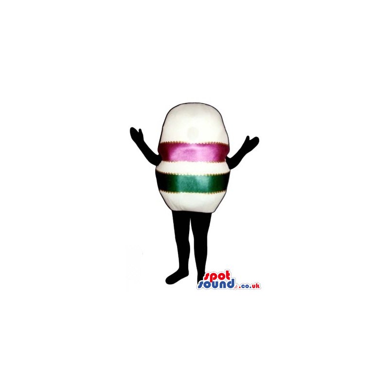 White Shinny Sweet Candy Mascot With No Face And Two Stripes -