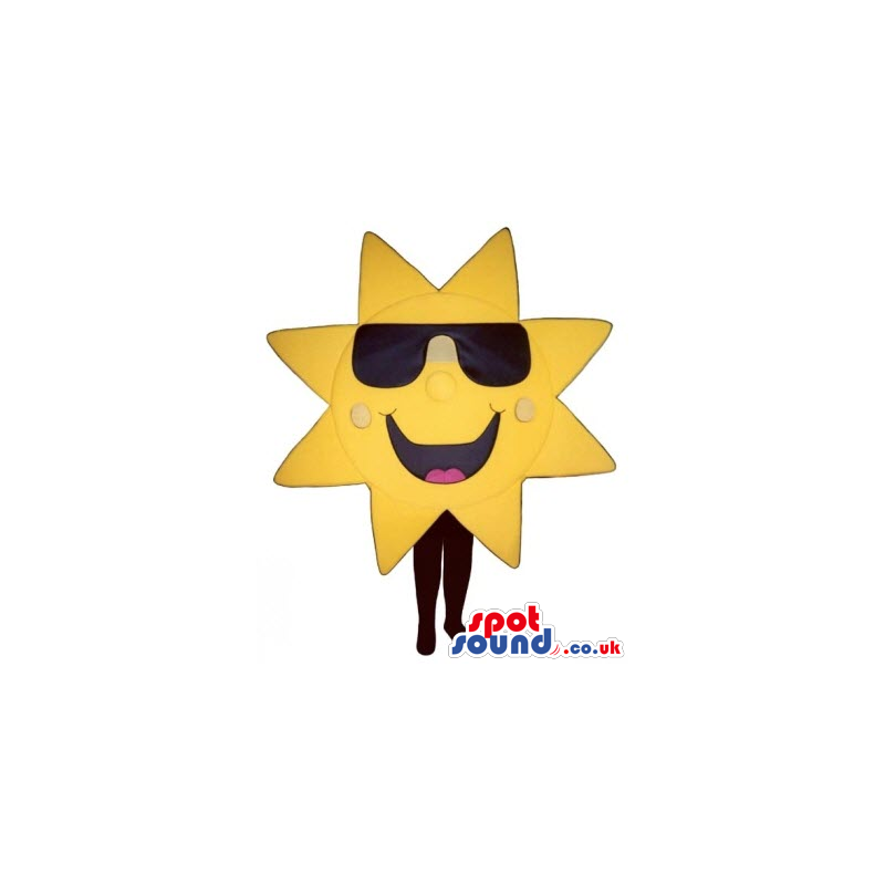 Funny Great Bright Sun Mascot Wearing Big Sunglasses - Custom