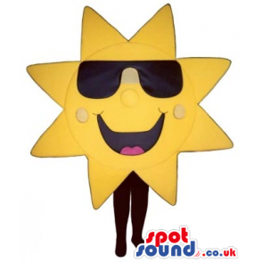 Funny Great Bright Sun Mascot Wearing Big Sunglasses - Custom