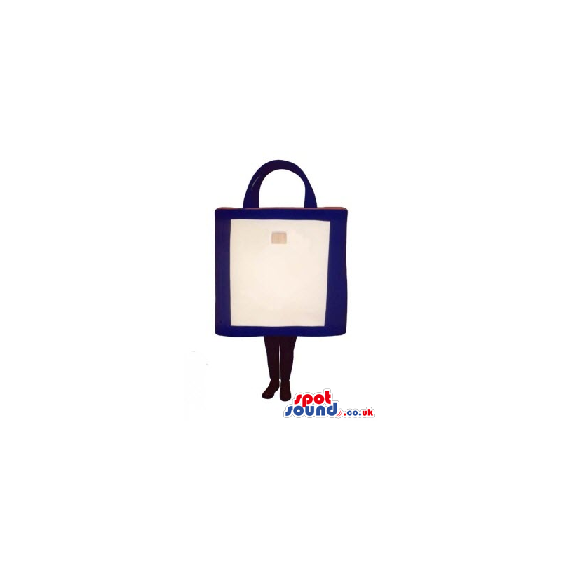 Original White And Blue Shopping Bag Mascot With No Face -