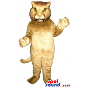 Brown Wildcat Animal Plush Mascot With Yellow Eyes - Custom