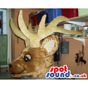 Brown And Beige Reindeer Mascot Plush Head - Custom Mascots