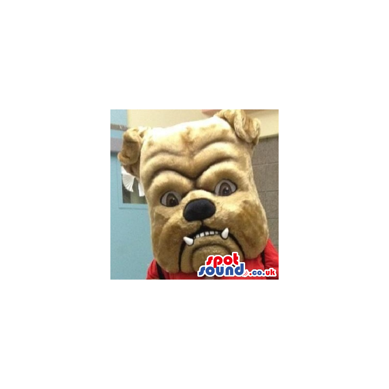 Brown Angry Bulldog Mascot Plush Head - Custom Mascots