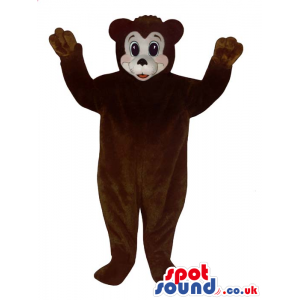 Cute Dark Brown Plush Bear Mascot With A White Face - Custom