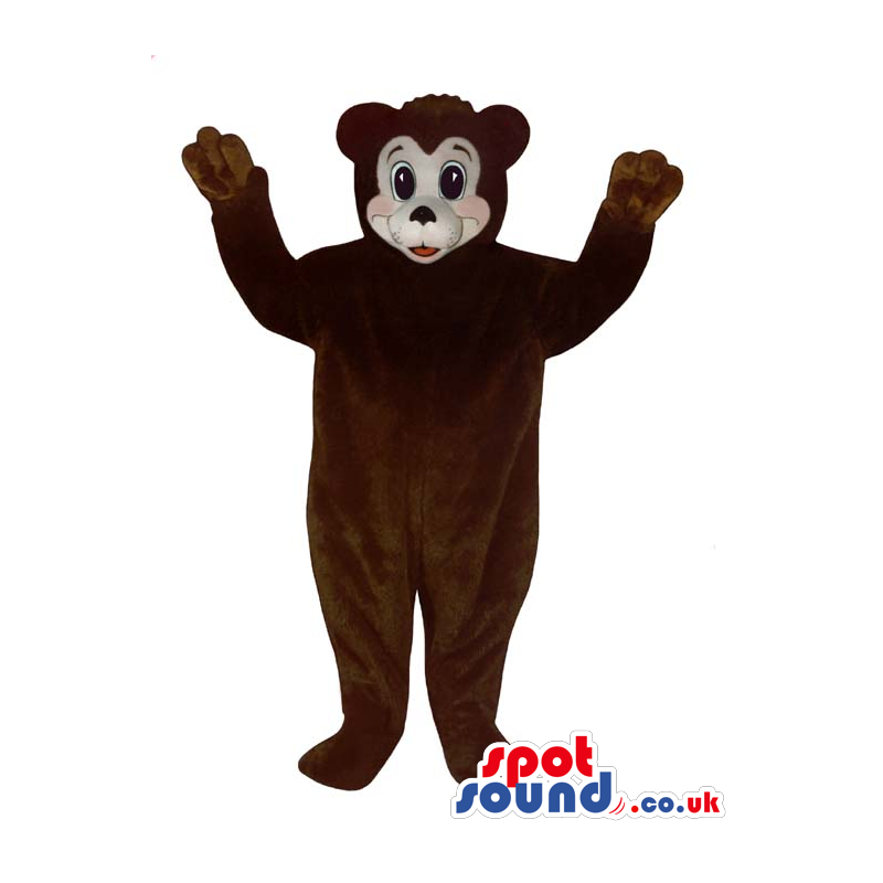 Cute Dark Brown Plush Bear Mascot With A White Face - Custom