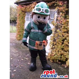 Boy Mascot With Special Clothes, Tools And Goggles - Custom