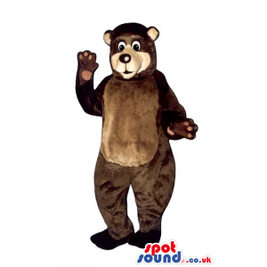 Friendly Brown Bear Plush Mascot With A Beige Face - Custom