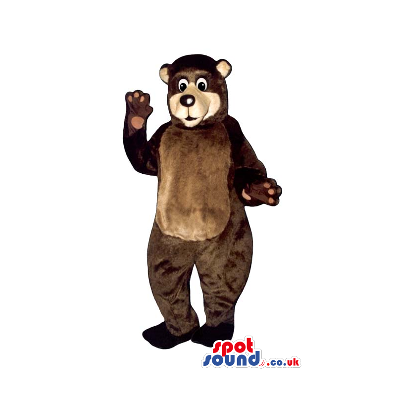 Friendly Brown Bear Plush Mascot With A Beige Face - Custom