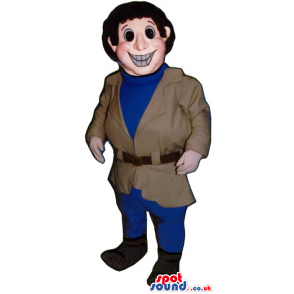 Man Character Mascot Dressed In A Jacket And Sweater - Custom