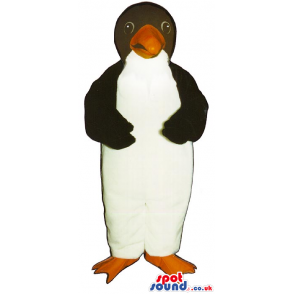 Penguin Bird Plush Mascot With Round Black Eyes And Orange Beak