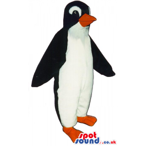 Very Adorable Black Penguin Mascot With White Eyebrows - Custom
